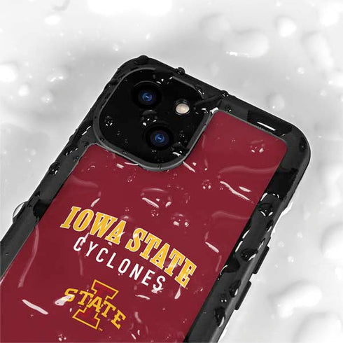 Iowa State University Collegiate Text iPhone 15 Plus Waterproof Case